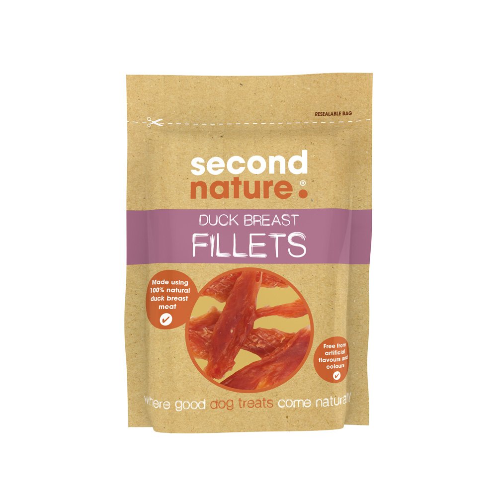 Second Nature Dog Treats Duck Breast Fillets 12x80g