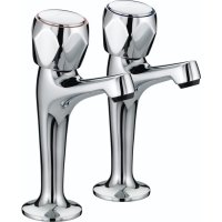Bristan Club High Neck Pillar Taps Chrome Plated with Metal Heads VAC HNK C MT