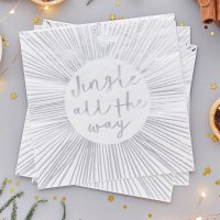 Silver 'Jingle All The Way' Paper Napkins - Pack of 16