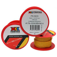 Partex PA 02/3 Black 4 on Yellow Coloured Cable Marker (1000)