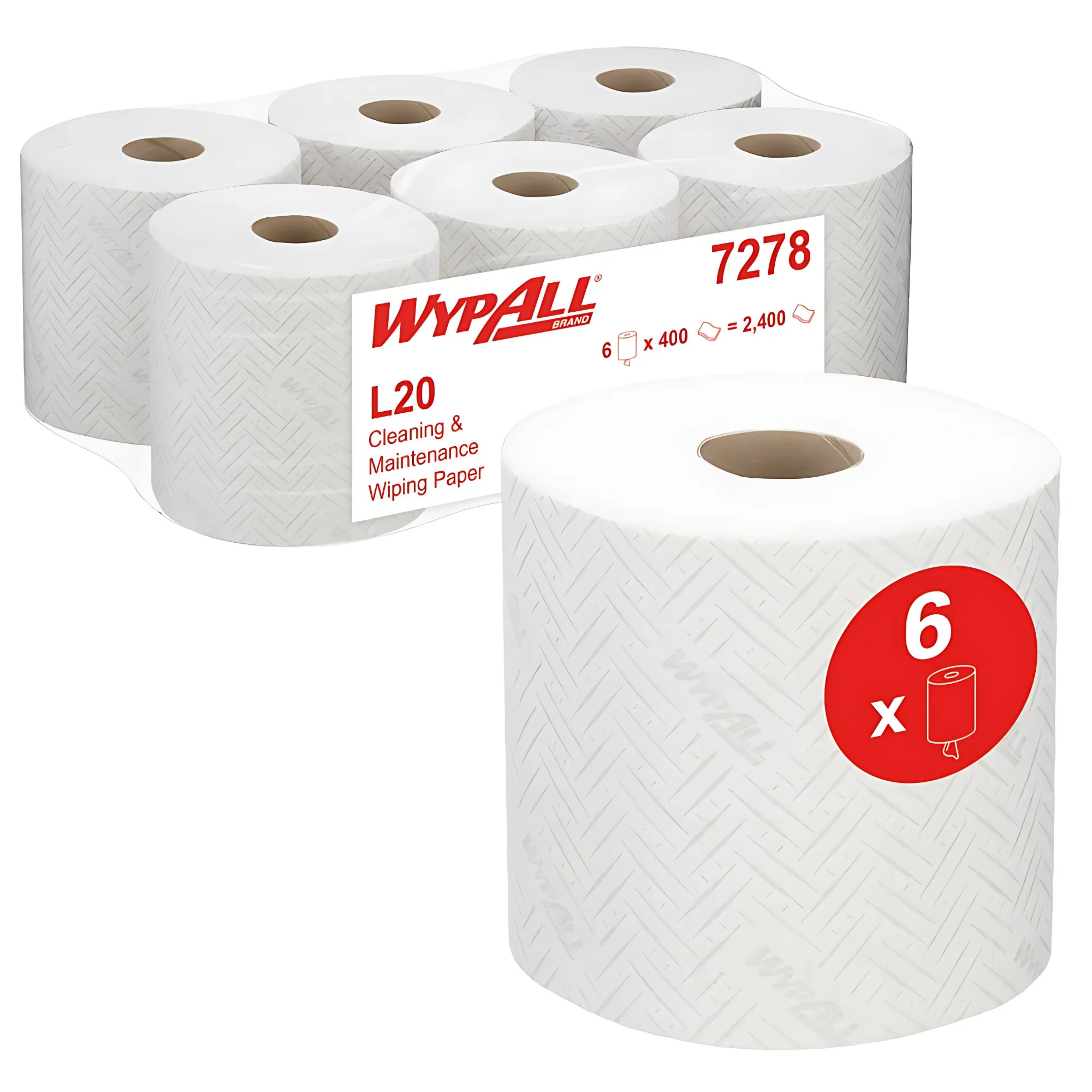 WypAll&reg; L20 Cleaning & Maintenance Wiping Paper, Centrefeed, 2-Ply, White, Case