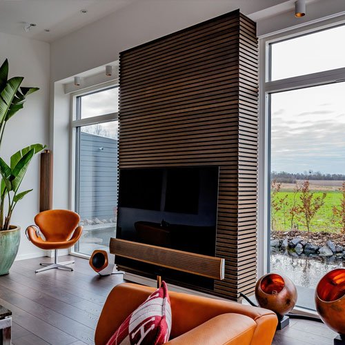 Fibrotech Acoustic Panel 2.44m x 605mm x 22mm - Smoked Oak