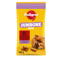 Pedigree Jumbone Mini Beef and Poultry Flavours 4 Sticks Small Dog Treats 8x160gm DL00K