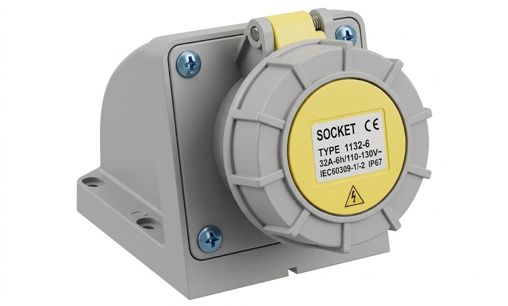 EBASEE CEE IP67 16A  Wall Mounted Socket 3x16A 110V Yellow