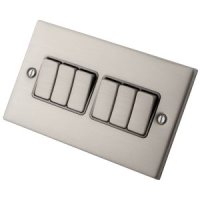 Stainless Steel 6 Gang 2 Way Switch 6033-006 - Grey Insert