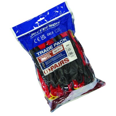 Black/Red Professional Fitter Gloves X Large (Packet of 6 Pairs)