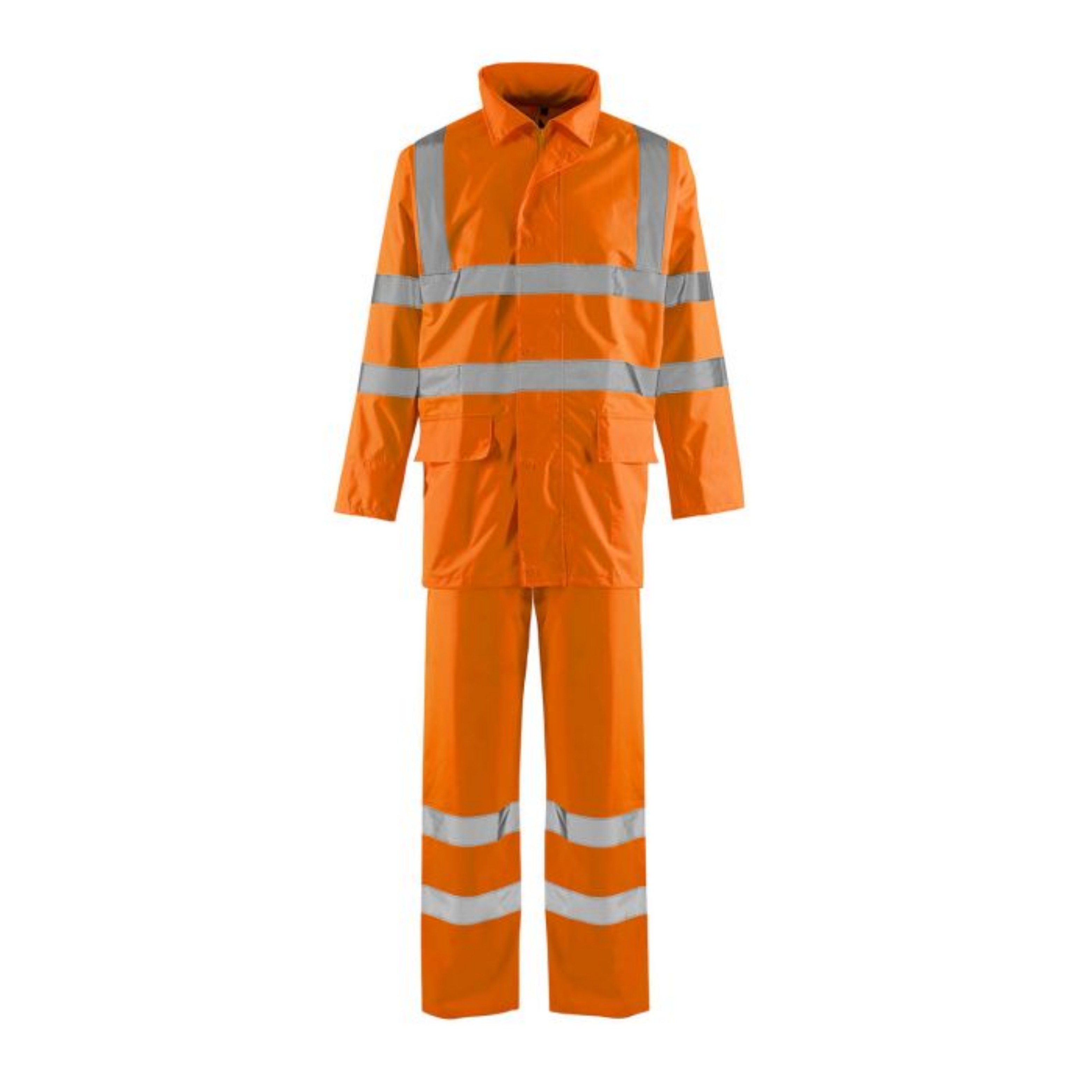 Supertouch Hivis Orange 2-Piece Polyester/PVC Lite Rainsuit, Jacket & Trouser Set
