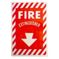 Fire Extinguisher w/Arrow, 8" x 12", Aluminum