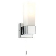 SQUARE IP44 40 WATT SWITCHED WALL LAMP CHROME