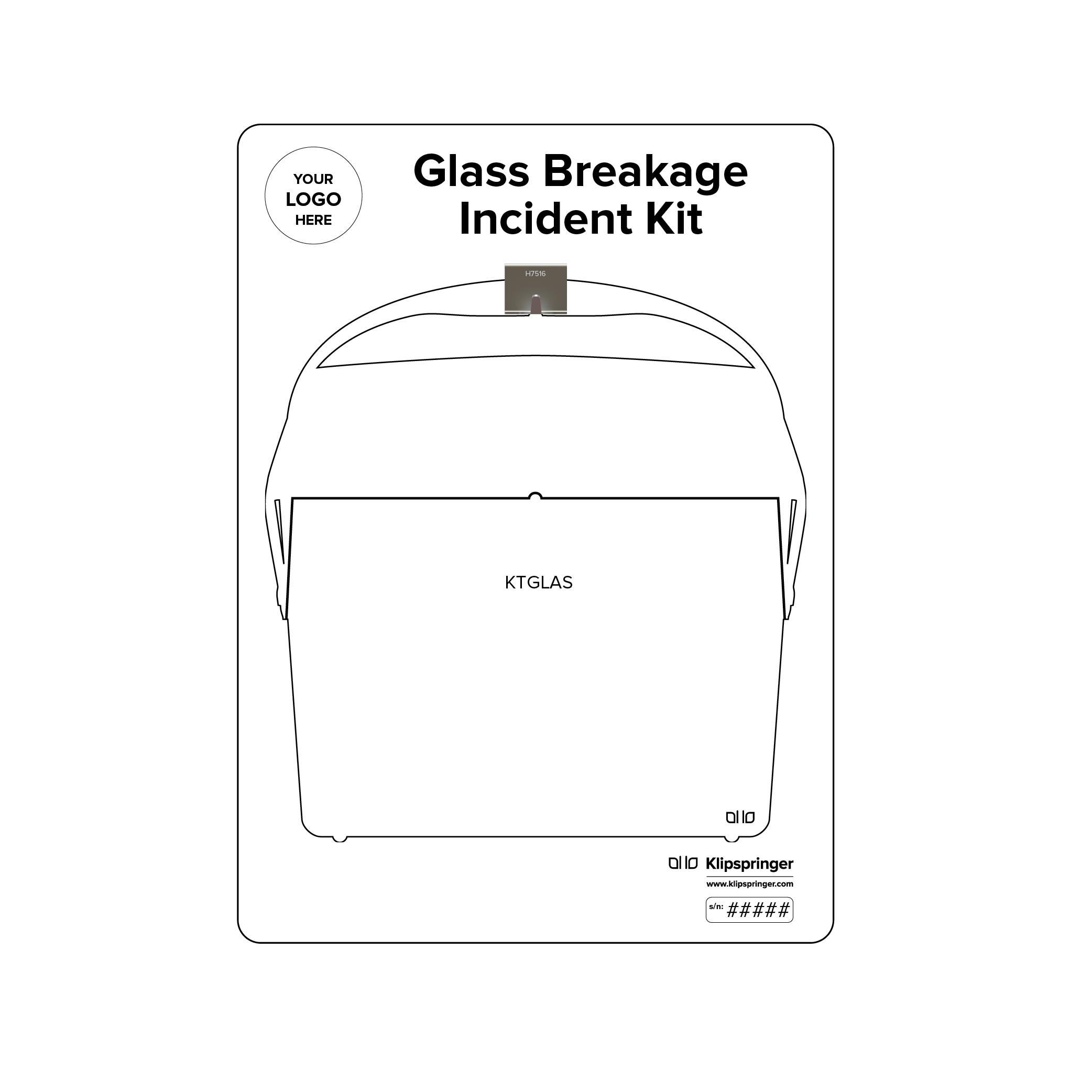 Glass Breakage Spillage Kit Shadow Board, White Klipspringer