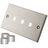 3 Gang Dimmer Plate c/w Chrome Knob