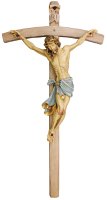 Hand Carved Wood Cross & Corpus/L.Blue/48 Inch  (11037)