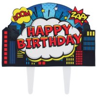 Superhero Happy Birthday Cake Decoration 160x 160mm 