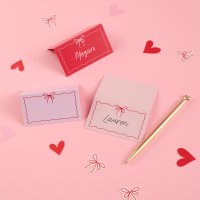 Bow Pink & Red Place Cards - Pack of 12