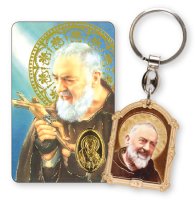 Key Ring & Prayer Card Set/Saint Pio   (74437)