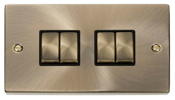 Click Deco 4G 2W Switch Antique Brass Black Insert VPAB414BK