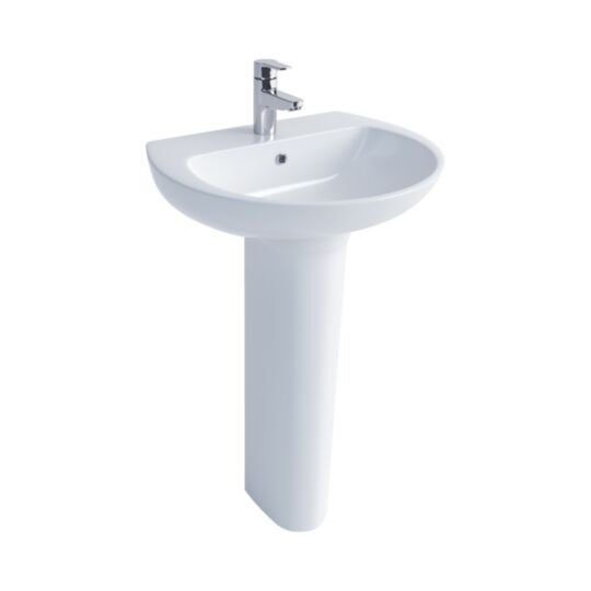Tucker French Pro 500mm One Taphole Thin Lipped Basin with Full Pedestal