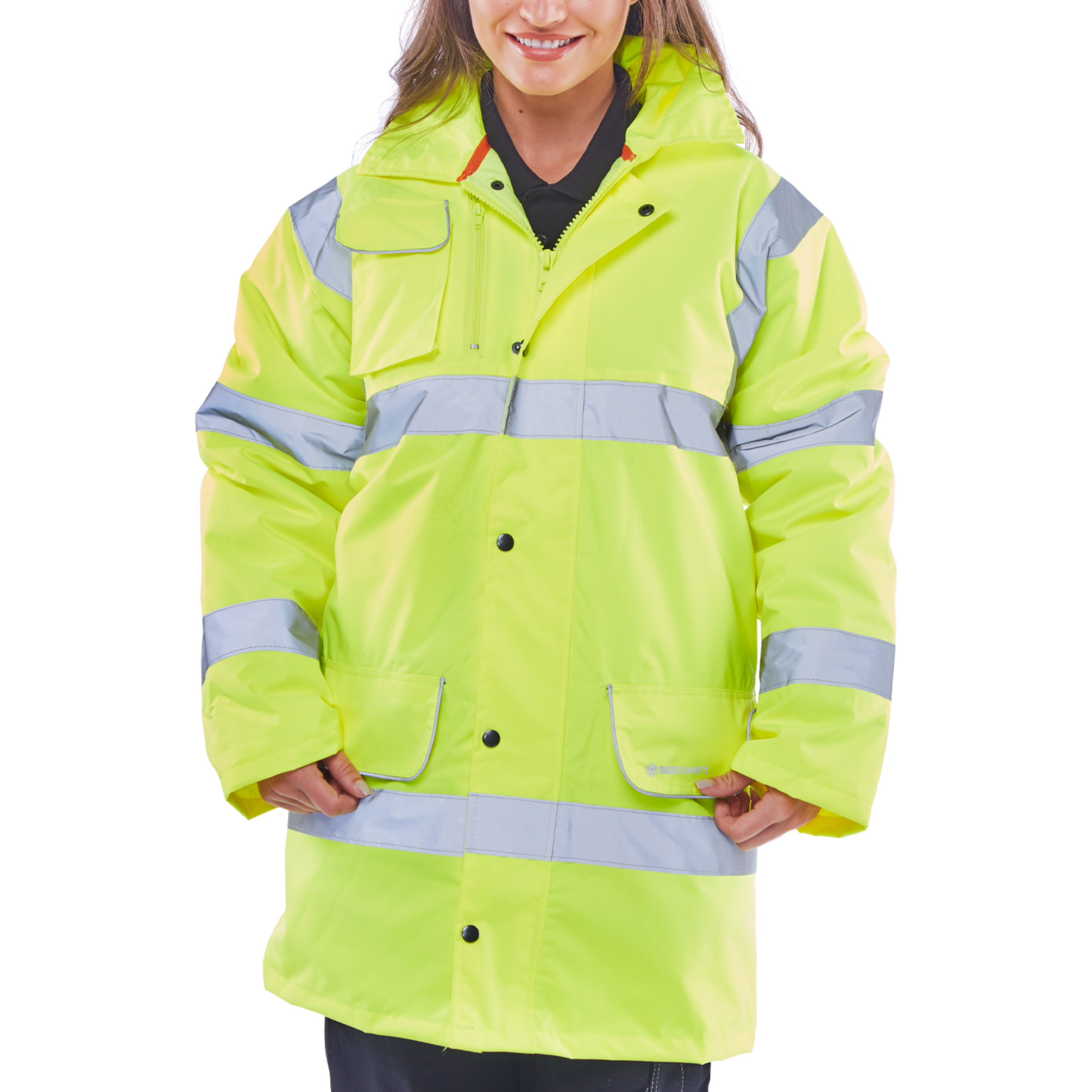 Hi Vis Fleece Lined Traffic Jacket, Yellow