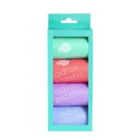 Adios Zero Plastic Poo Bags RAINBOW 4 x Rolls / 60 x Bags Non-Handle x 1