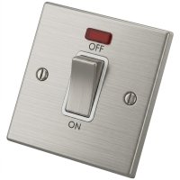 Stainless Steel 1 G 45A Cooker Switch & Neon