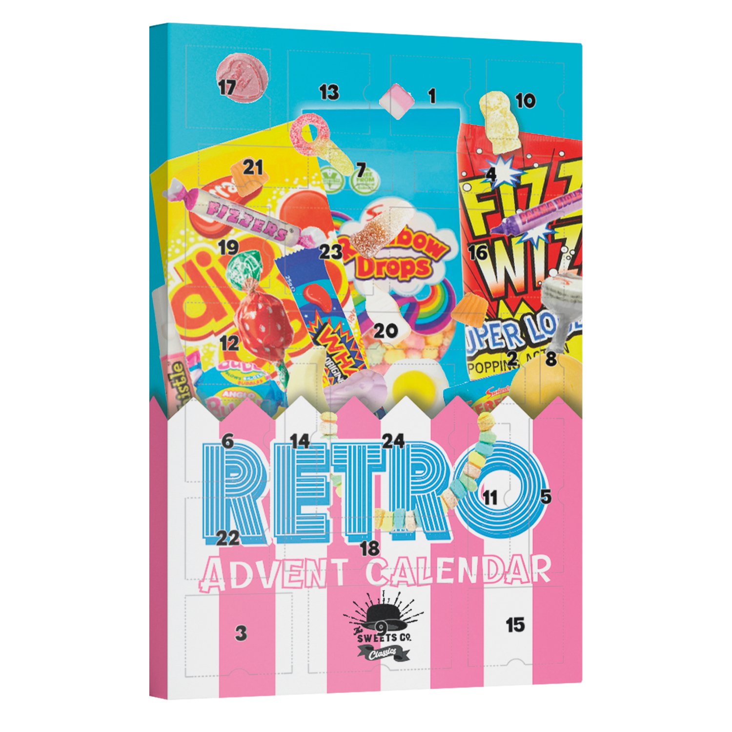 Retro advent calendar with 24 assorted retro sweets 6x400g
