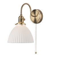 HADANO WALL LIGHT NATURAL BRASS AND CERAMIC DOMED SHADE