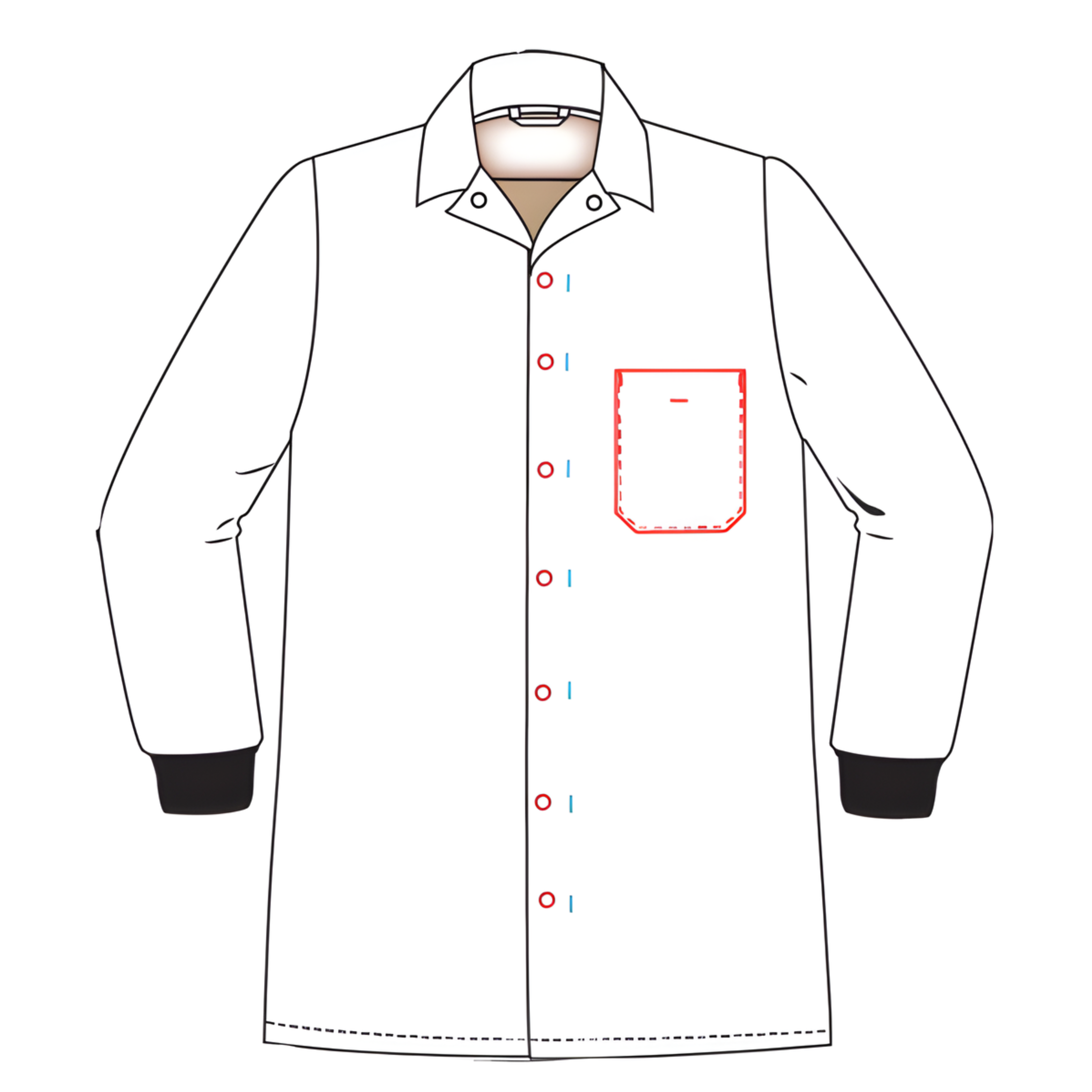 Alsi Men’s Dustcoat, Super White with Black Elasticated Cuffs, Studded Poppers, Vented Short Fit