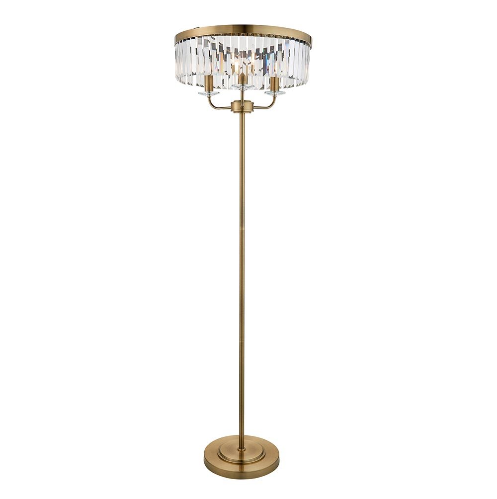 Endon Antique Brass Cut Glass Floor Light