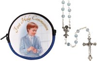 Communion Rosary/Blue Glass/Boy  (C61721)