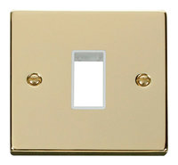Click Deco Victorian Polished Brass with White 1 Gang Plate Single Aperture | LV0101.1819