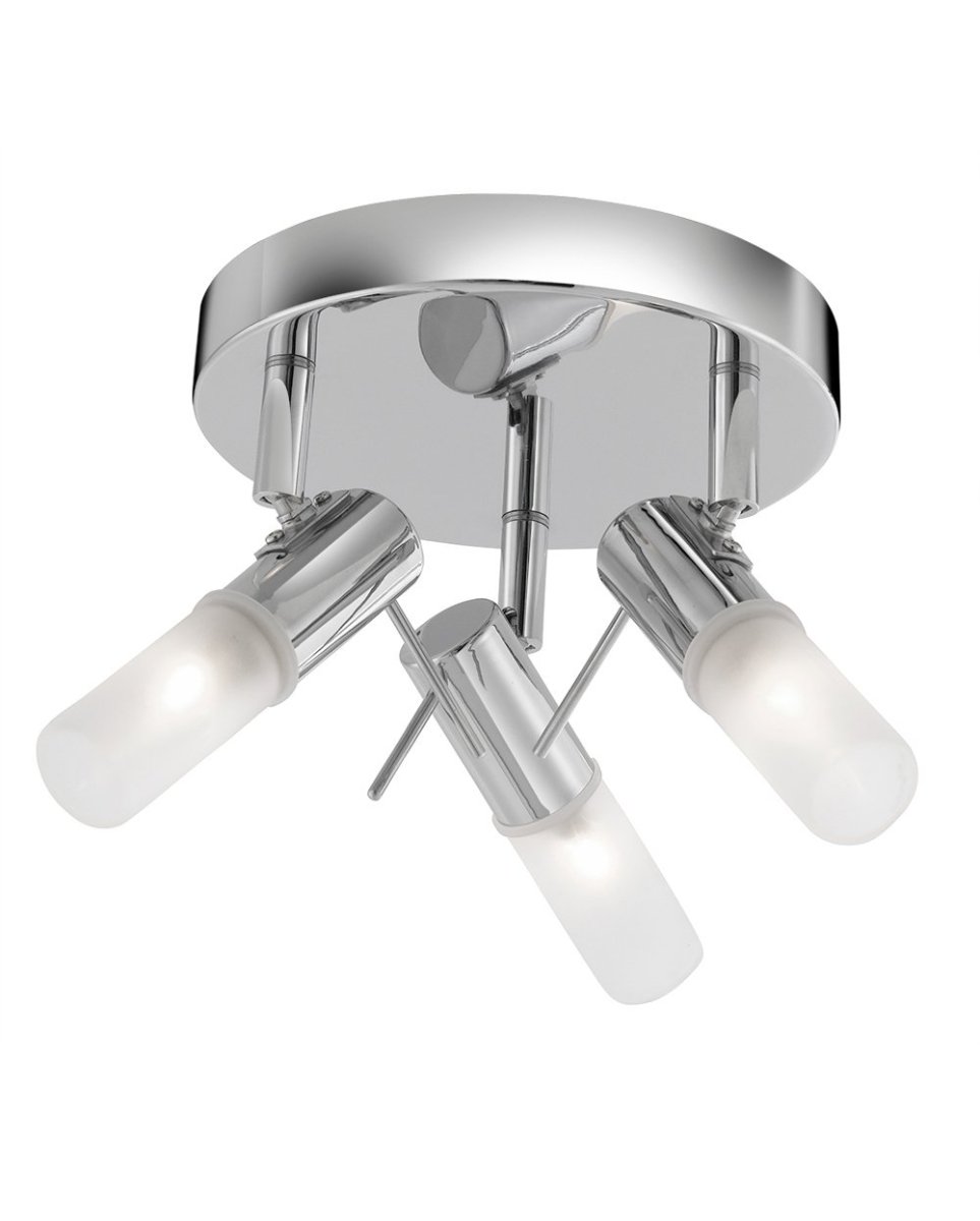 Searchlight Mars 3 Light Bathroom Ceiling Spotlight Fitting In Polished Chrome Finish With Frosted Glass Diffuser