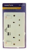 POWERMASTER 2 GANG 13 AMP SWITCHED SOCKET WITH 2 USB PORTS