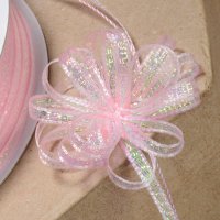 Lurex Pull Bow Ribbon Bottle Pink/Iridescent - 3mm x 25m