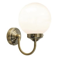 BARCLAY WALL LIGHT ANTIQUE BRASS, OPAL GLASS, IP44