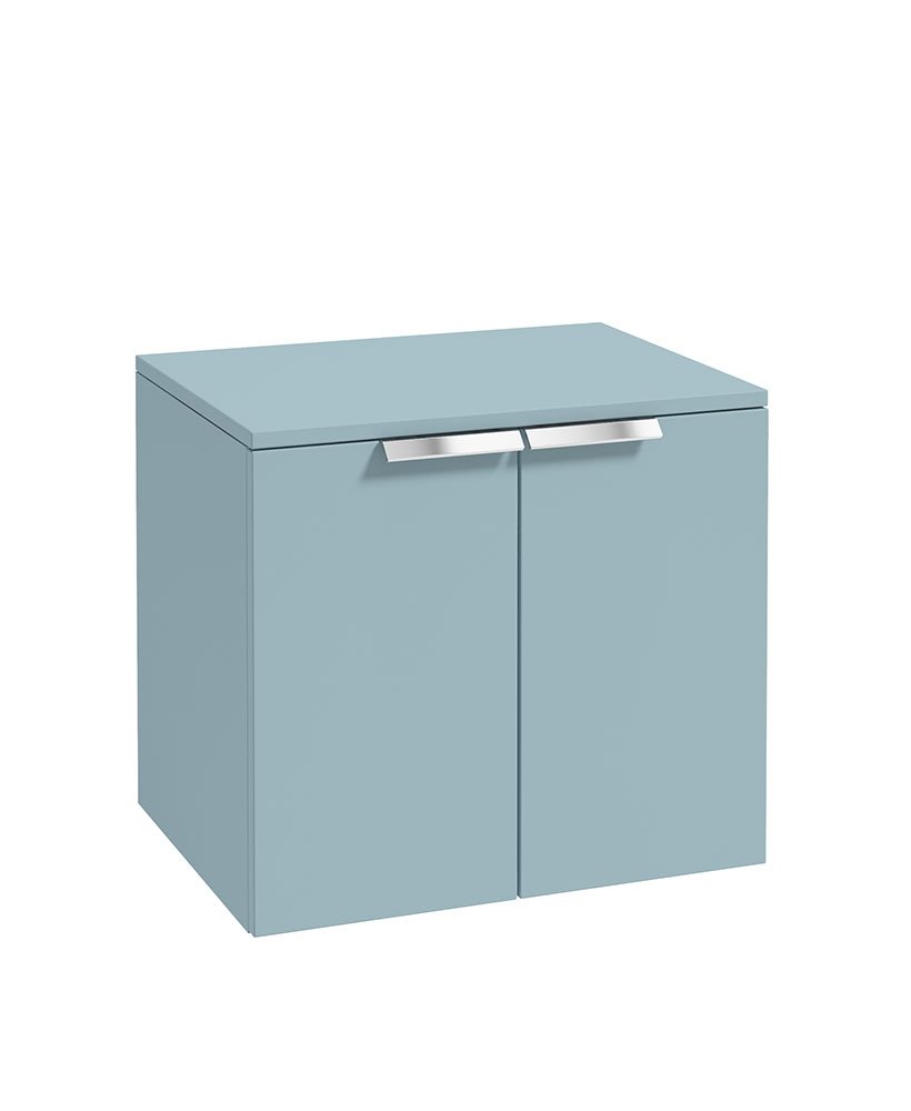 STOCKHOLM 60CM TWO DOOR COUNTERTOP WALL HUNG MATT MORNING SKY BLUE- CHROM HANDLES