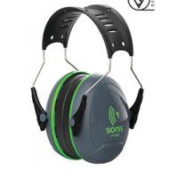 Ear Defend w Over Moulded H/band - Green/Grey One Size