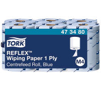 Tork Reflex&trade; Wiping Paper Blue Centrefeed Roll M4, 6 Roll/Case