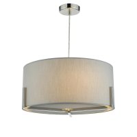 SANTINO PENDANT, SATIN CHROME WITH GREY COTTON SHADE