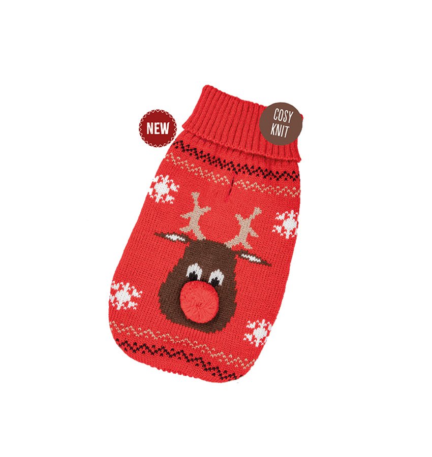 Dog Life Christmas Cosy Fit Rudolf Bobble Nose Jumper Large x 1 TrustPet