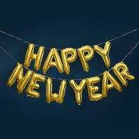 Gold 'Happy New Year' 16" Foil  Balloon Garland