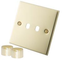 Polished Brassl 2 Gang Dimmer Plate &Knob 6050-222