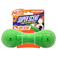 Nerf Dog TPR/PP Scented Beef Super Scent Barbell Solid Core 7in Green/Clear 1x2