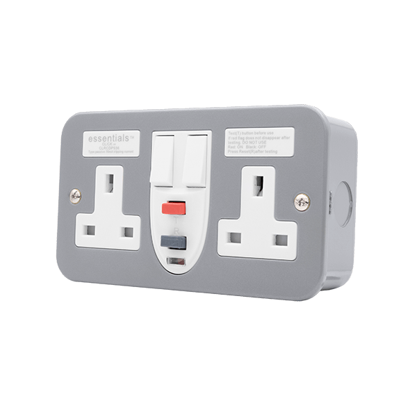 Click 2G DP RCD Switched Socket Metal Clad CLRCDP036