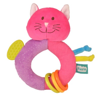 Pink cat teether toy for babies