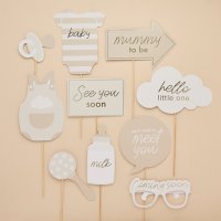 Neutral Baby Shower Photo Props - Pack of 10