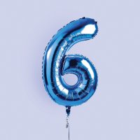 Blue Number '6' Foil 34" Balloon