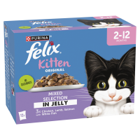 Felix Pouch Original Kitten Mixed Selection in Jelly 85g 12-Pack x 4