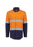 ZW180-Mens Orange Flame Lightweight Ripstop Spliced Shirt Hoop Taped