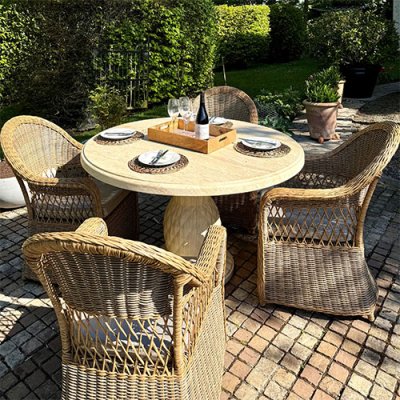 Travertine Outdoor Dining Set - 4 Seater