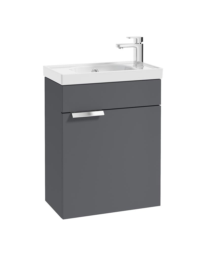 STOCKHOLM 50cm Wall Hung Cloakroom Unit Chrome Handle Matt Midnight Grey